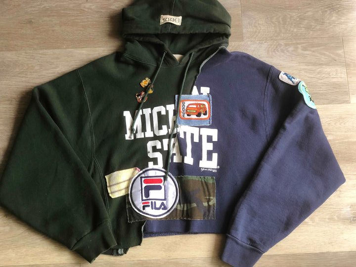 Michigan State Hand Crafted Crop Hoodie